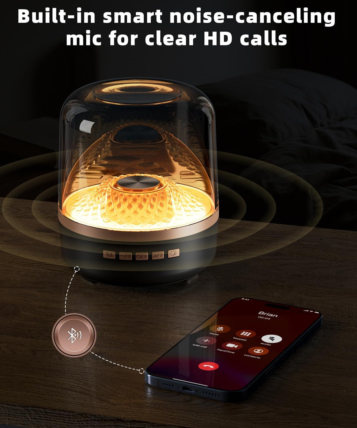 Bluetooth Speaker with HD Sound and Lights, Portable Wireless, Long-Lasting Battery Life, TWS Pairing, for Home/Party/Outdoor/Travel/Beach, Stocking Stuffers, White Elephant Gifts for Adults (Black)