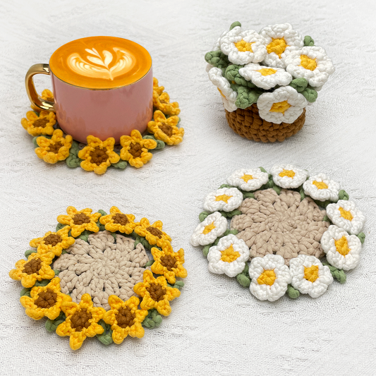Sunflower & Daisy Coasters - Crochet Kit