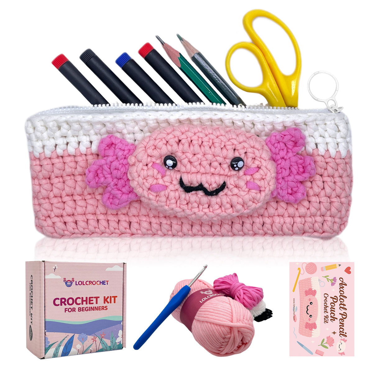 Axolotl Pencil Pouch - Crochet Kit
