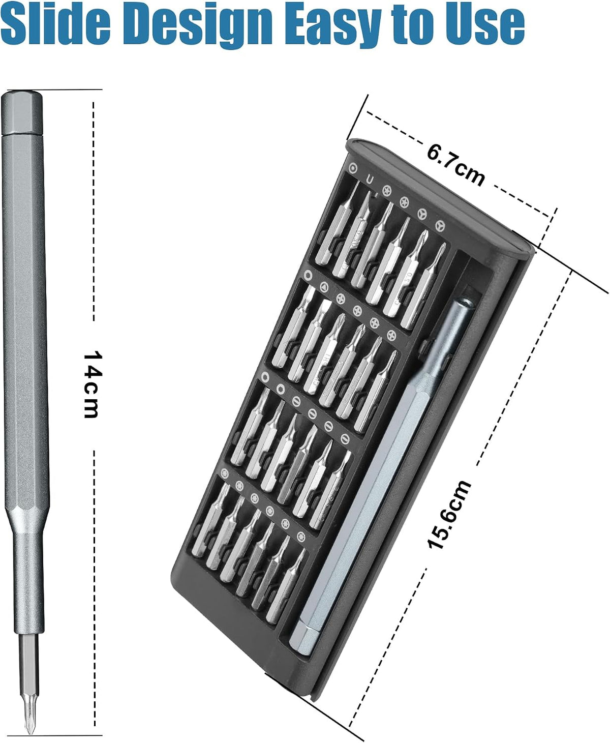 24-in-1 Professional Precision Magnetic Screwdriver Set, Small Screw Driver Set Kit for Fixing Electronics, Mini Tool Kits for Computer Repair, Phone, Watch, Laptop, PCs, Eyeglass- Alloy Tool Steel（1）
