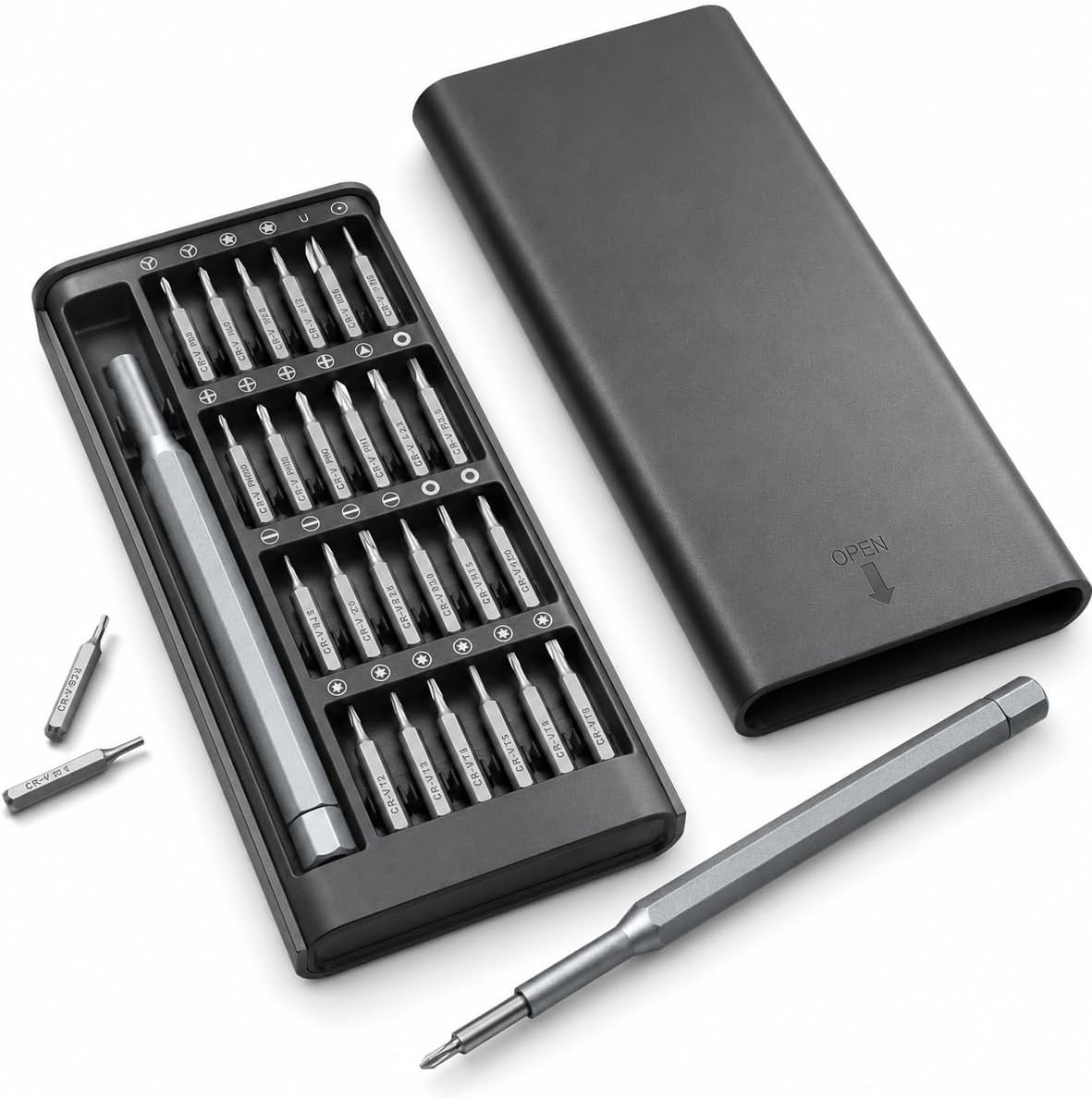 24-in-1 Professional Precision Magnetic Screwdriver Set, Small Screw Driver Set Kit for Fixing Electronics, Mini Tool Kits for Computer Repair, Phone, Watch, Laptop, PCs, Eyeglass- Alloy Tool Steel（1）